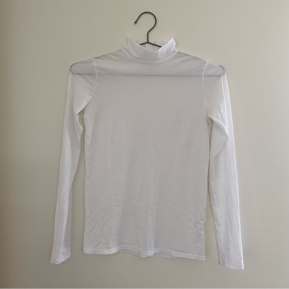 Everlane The Air Turtleneck XS White Fitted Long Sleeve Mockneck Tee